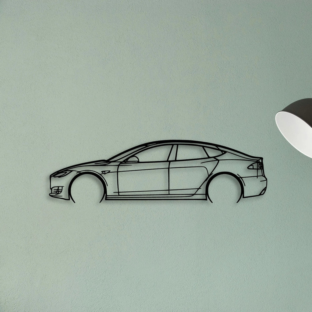 Model S 2017 Classic Silhouette Metal Wall Art - Tinvibe