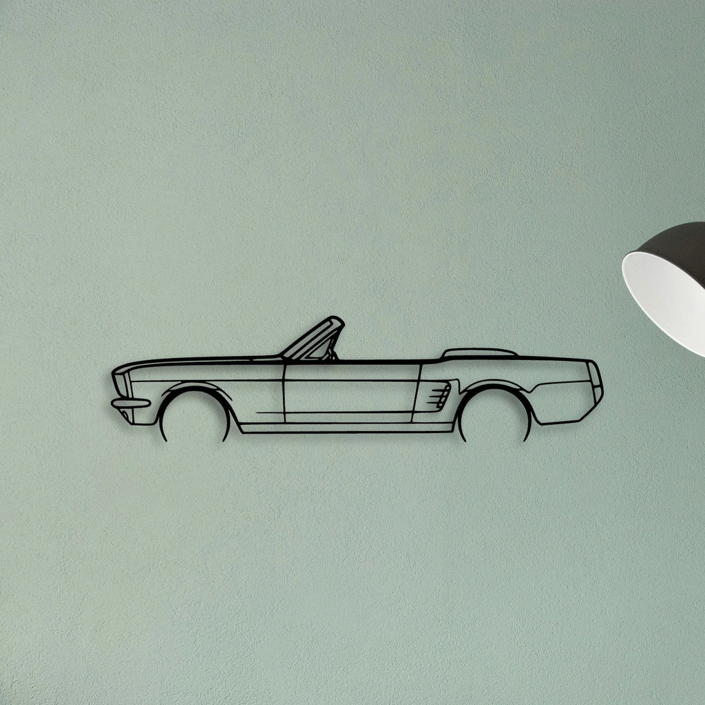 Mustang 1966 Convertible 2 Classic Silhouette Metal Wall Art - Tinvibe