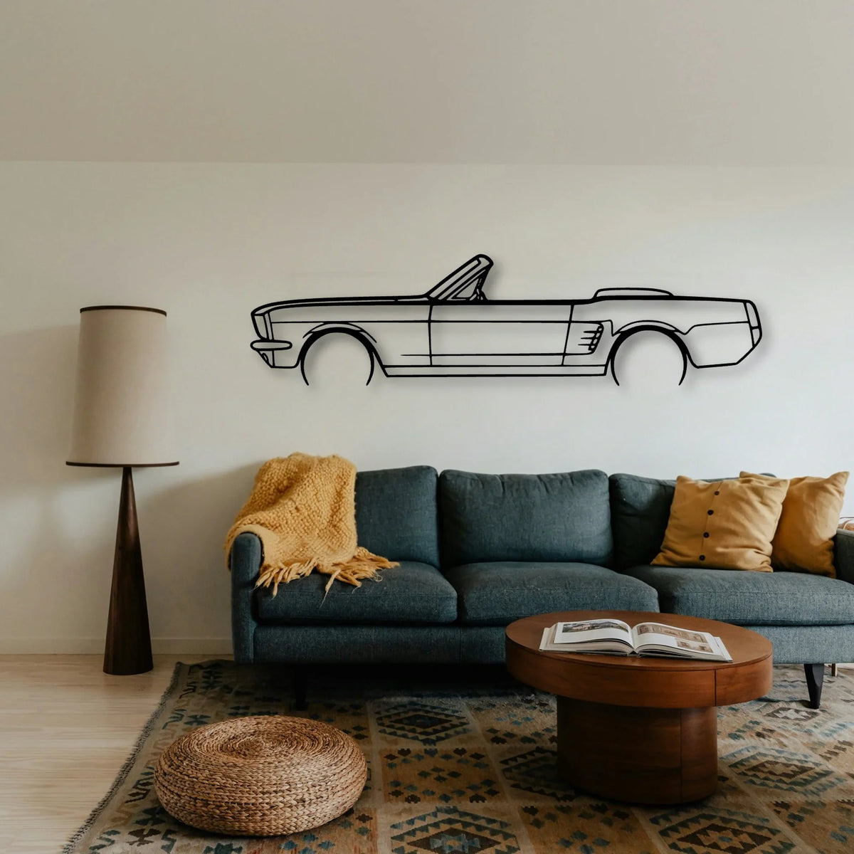 Mustang 1966 Convertible 2 Classic Silhouette Metal Wall Art - Tinvibe