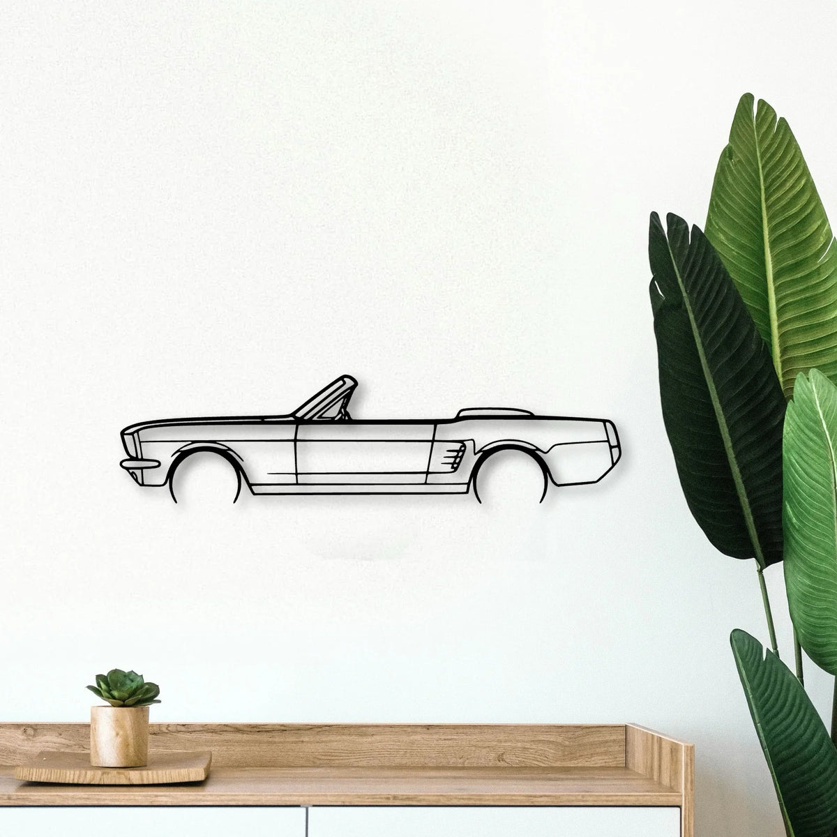 Mustang 1966 Convertible 2 Classic Silhouette Metal Wall Art - Tinvibe