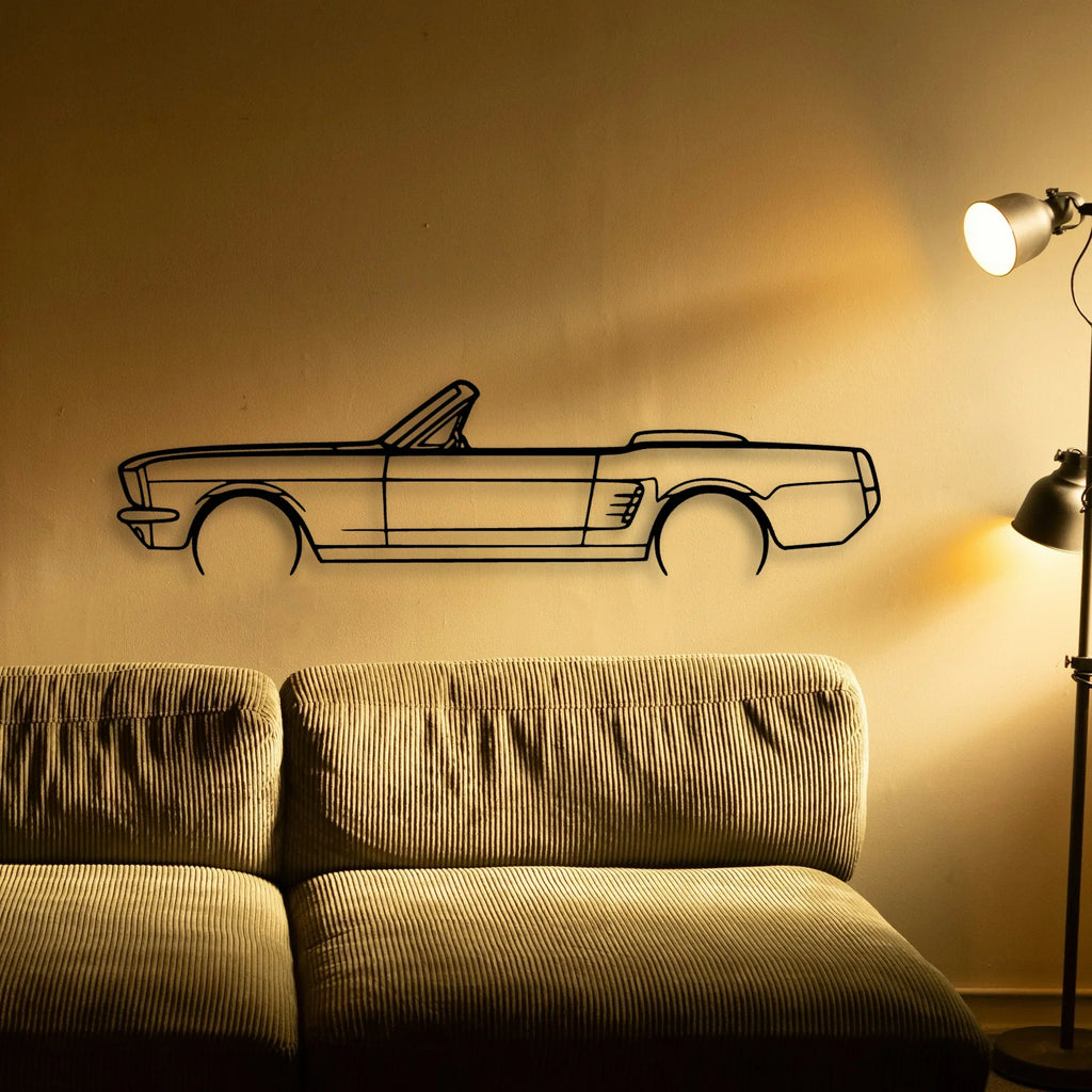 Mustang 1966 Convertible 2 Classic Silhouette Metal Wall Art - Tinvibe