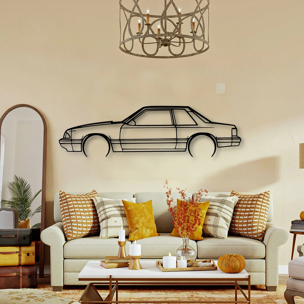 Mustang 1993 Notch 2 Classic Silhouette Metal Wall Art - Tinvibe