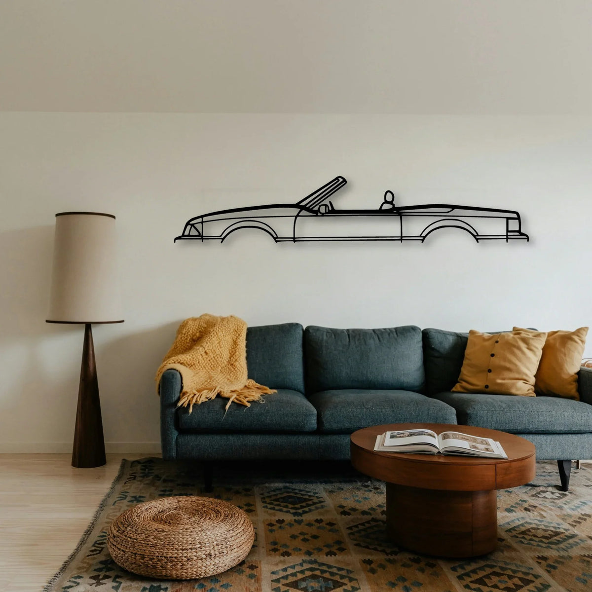 Mustang Convertible 1989 Classic Silhouette Metal Wall Art - Tinvibe