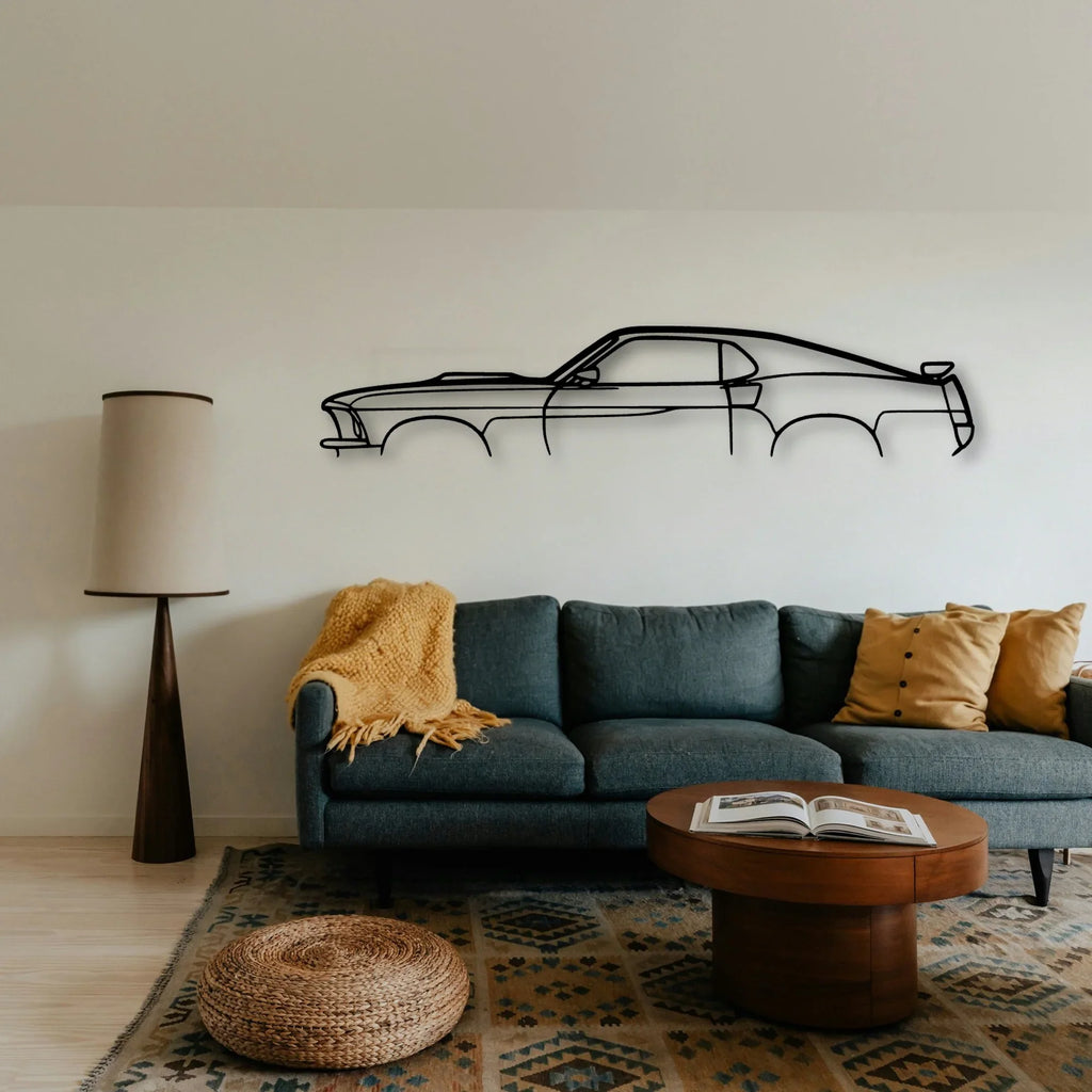 Mustang Fastback 1969 Classic Silhouette Metal Wall Art - Tinvibe