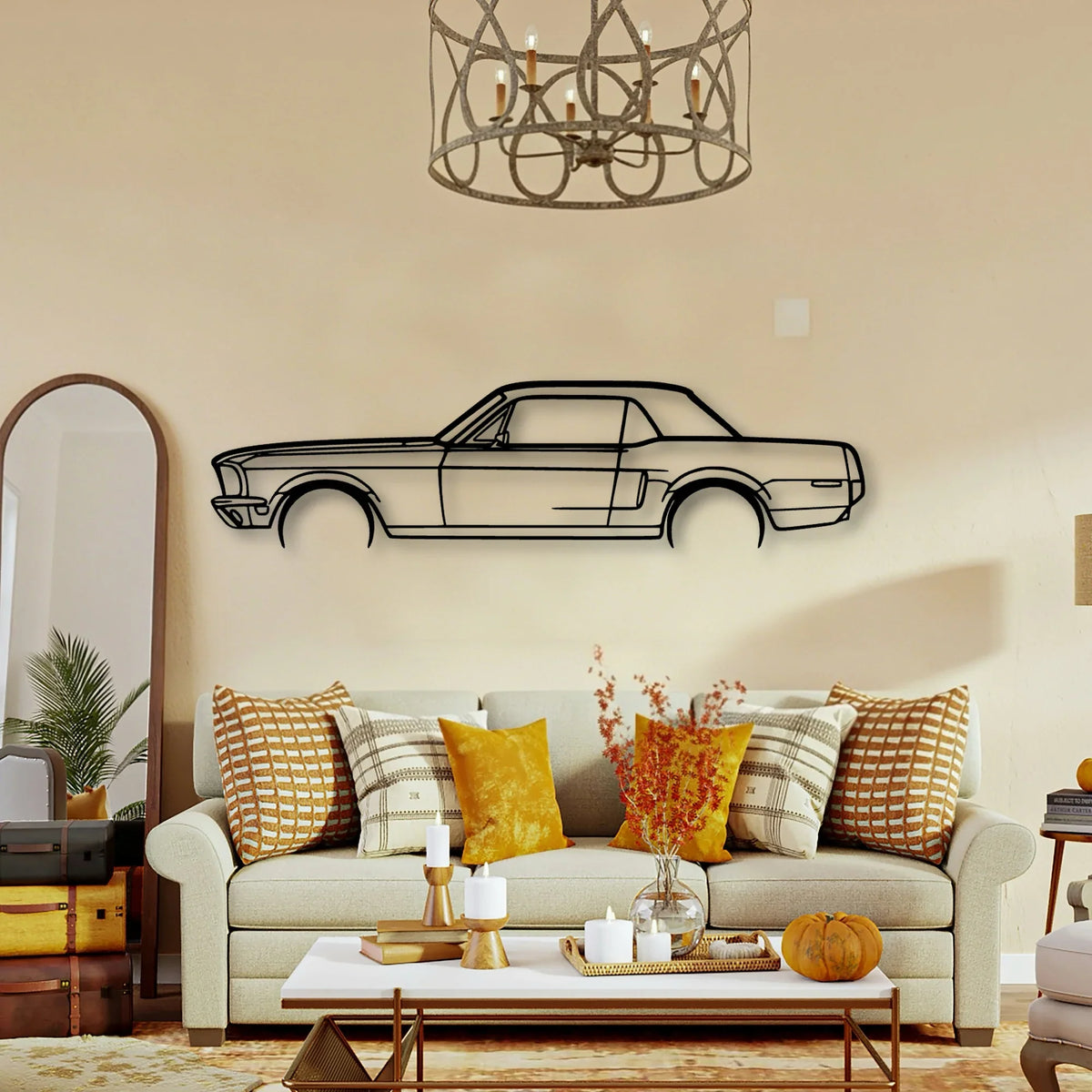 Mustang GT 1968 Classic Silhouette Metal Wall Art - Tinvibe