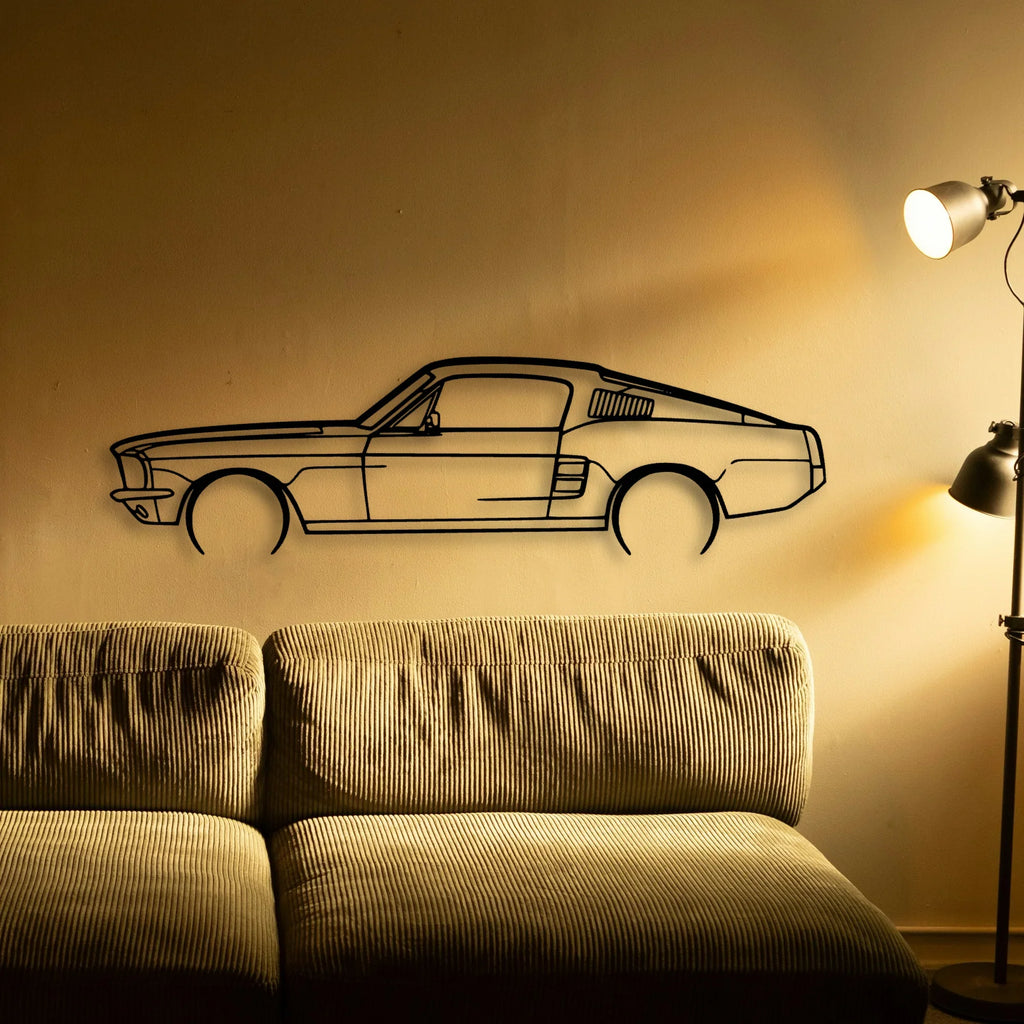 Mustang GT Fastback 390s 2 Classic Silhouette Metal Wall Art - Tinvibe