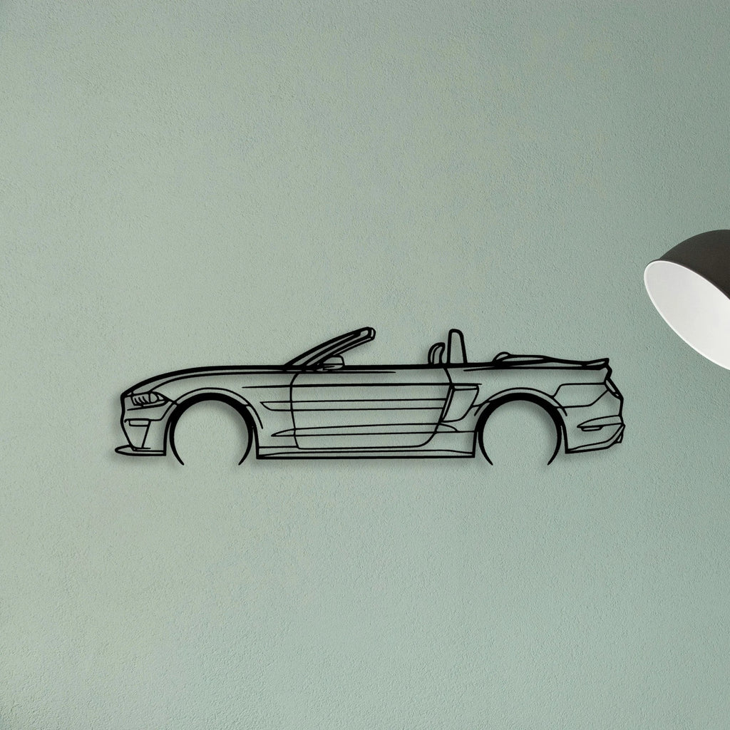 Mustang S550 Convertible 2019 Classic Silhouette Metal Wall Art - Tinvibe