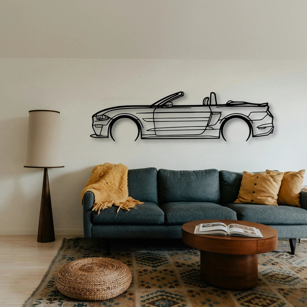 Mustang S550 Convertible 2019 Classic Silhouette Metal Wall Art - Tinvibe
