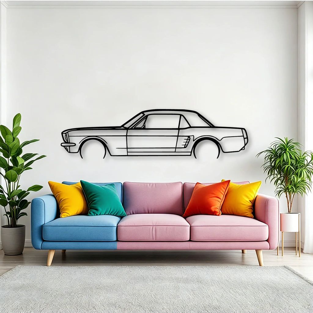 Mustang Coupe 1966 Classic Silhouette Metal Wall Art - Tinvibe