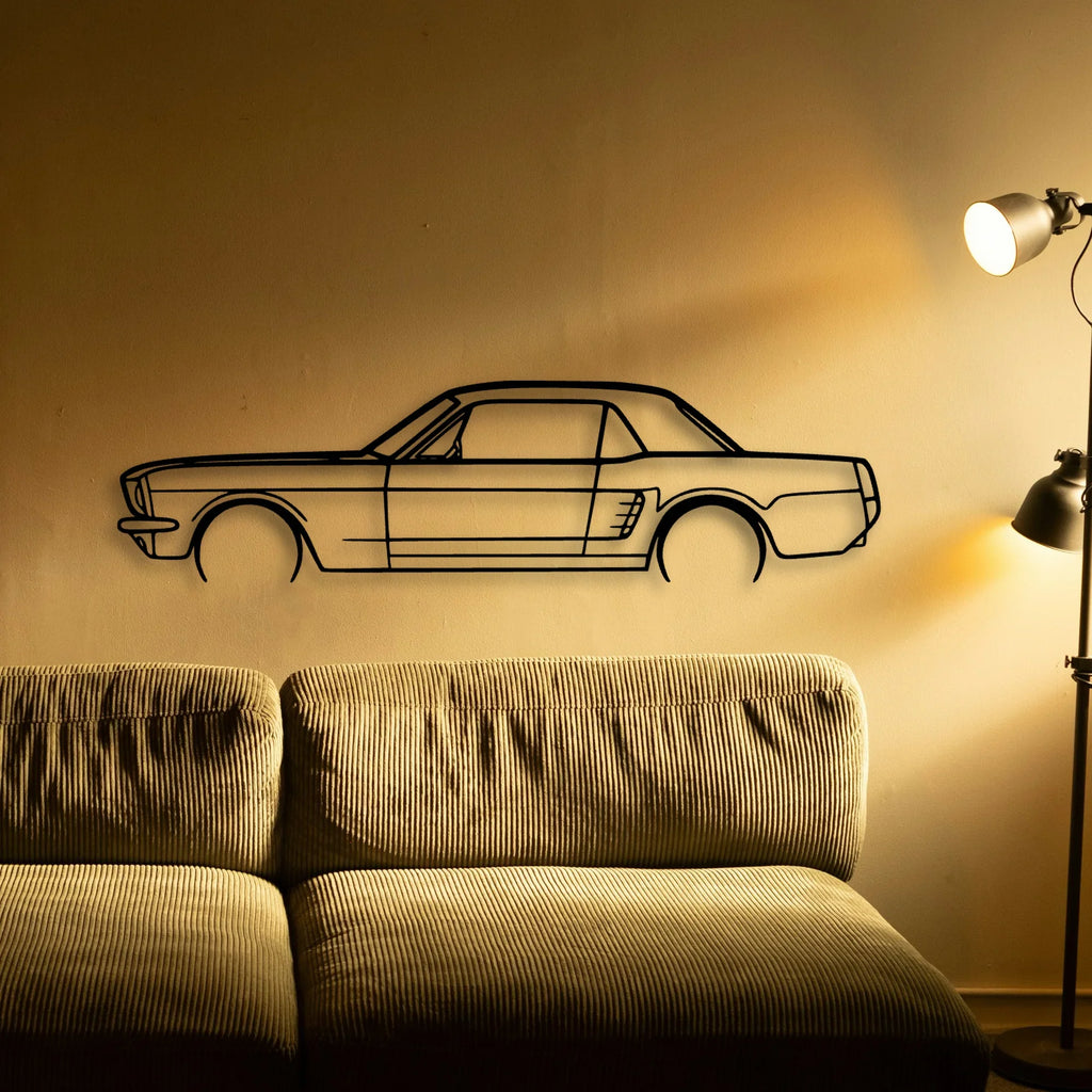 Mustang Coupe 1966 Classic Silhouette Metal Wall Art - Tinvibe