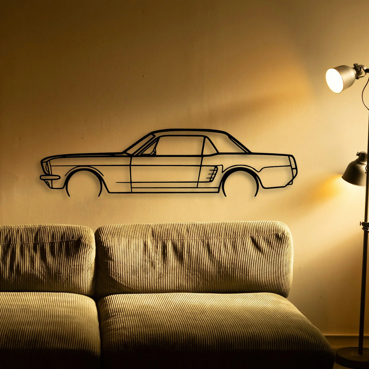 Mustang Coupe 1966 Classic Silhouette Metal Wall Art - Tinvibe