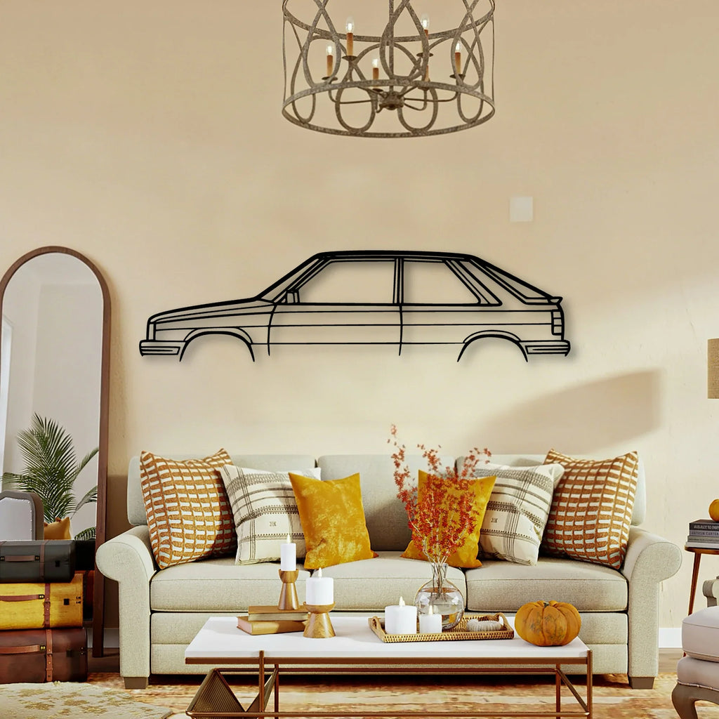 R11 Turbo 1986 Classic Silhouette Metal Wall Art - Tinvibe