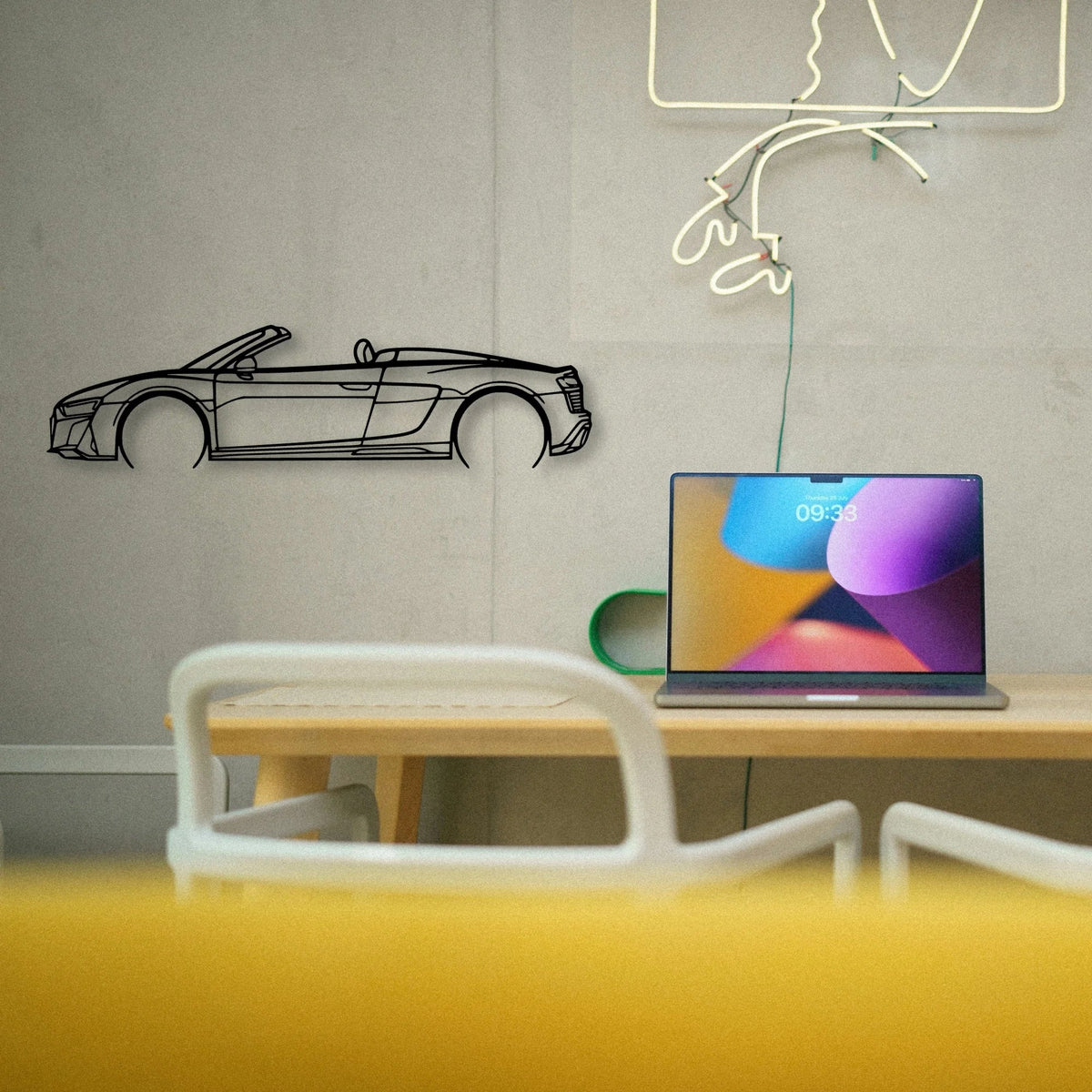 R8 V10 Spider 2022 Classic Silhouette Metal Wall Art - Tinvibe