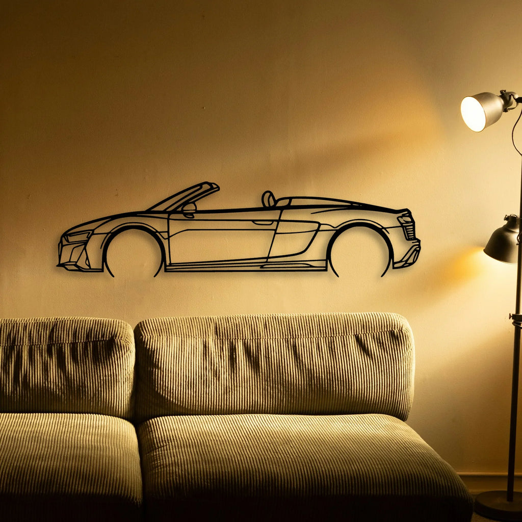 R8 V10 Spider 2022 Classic Silhouette Metal Wall Art - Tinvibe