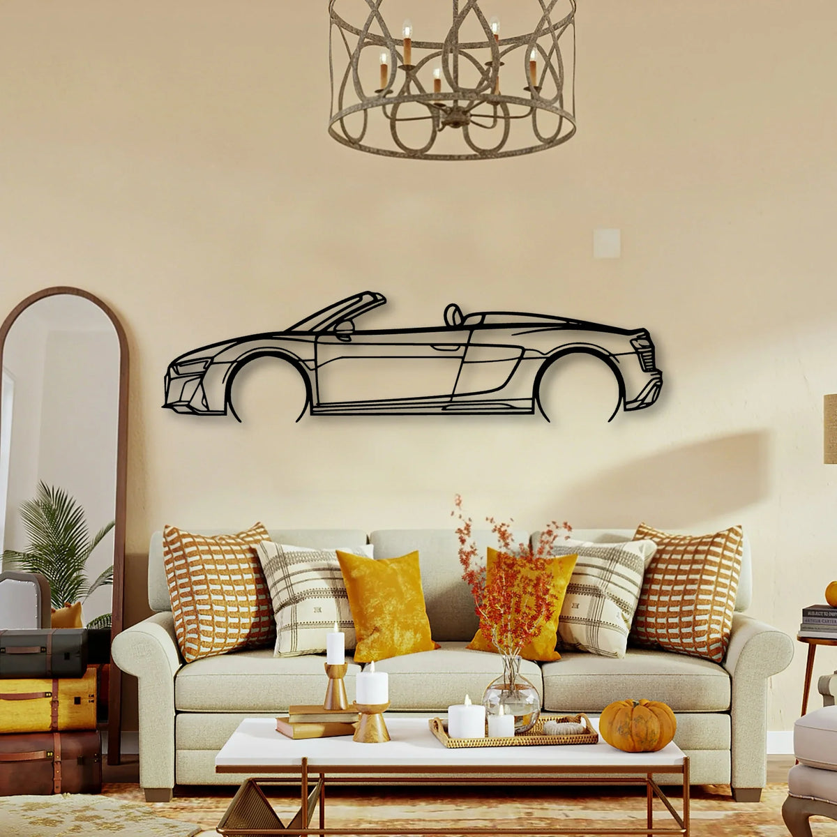 R8 V10 Spider 2022 Classic Silhouette Metal Wall Art - Tinvibe