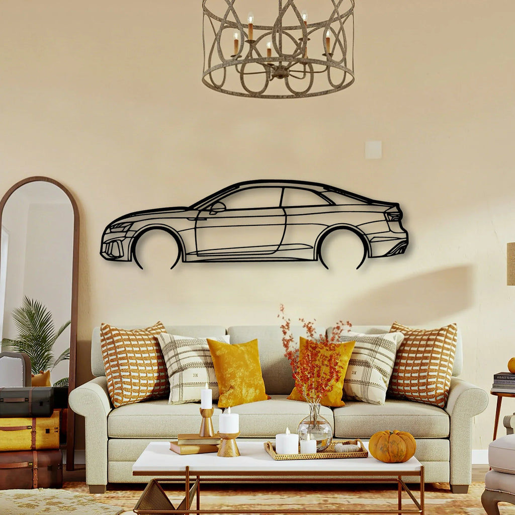 RS5 Coupe 2022 Classic Silhouette Metal Wall Art - Tinvibe