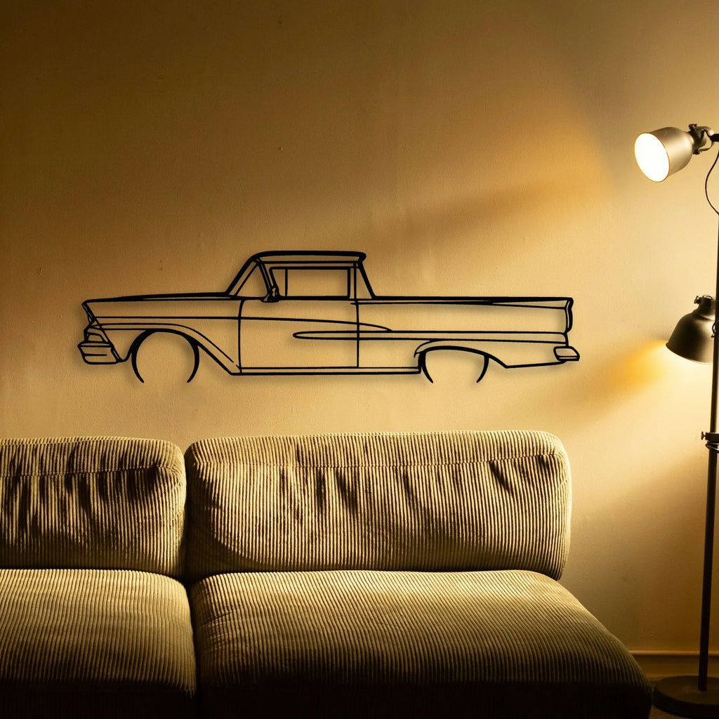 Ranchero 1958 Classic Silhouette Metal Wall Art - Tinvibe