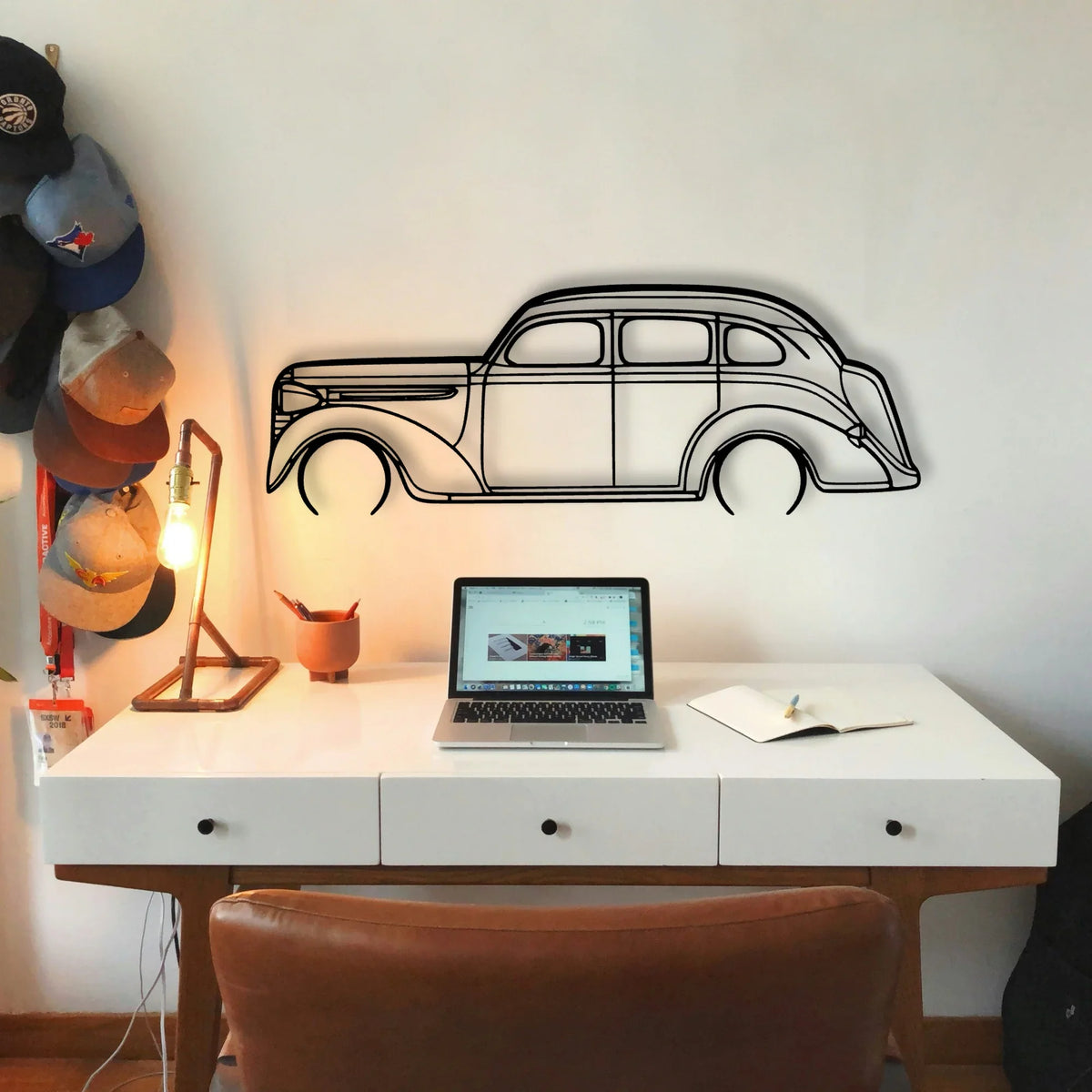 Sedan 1938 Classic Silhouette Metal Wall Art - Tinvibe