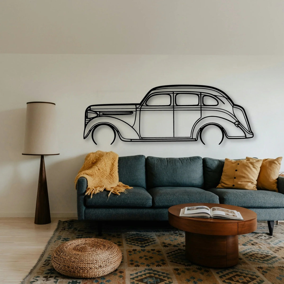 Sedan 1938 Classic Silhouette Metal Wall Art - Tinvibe