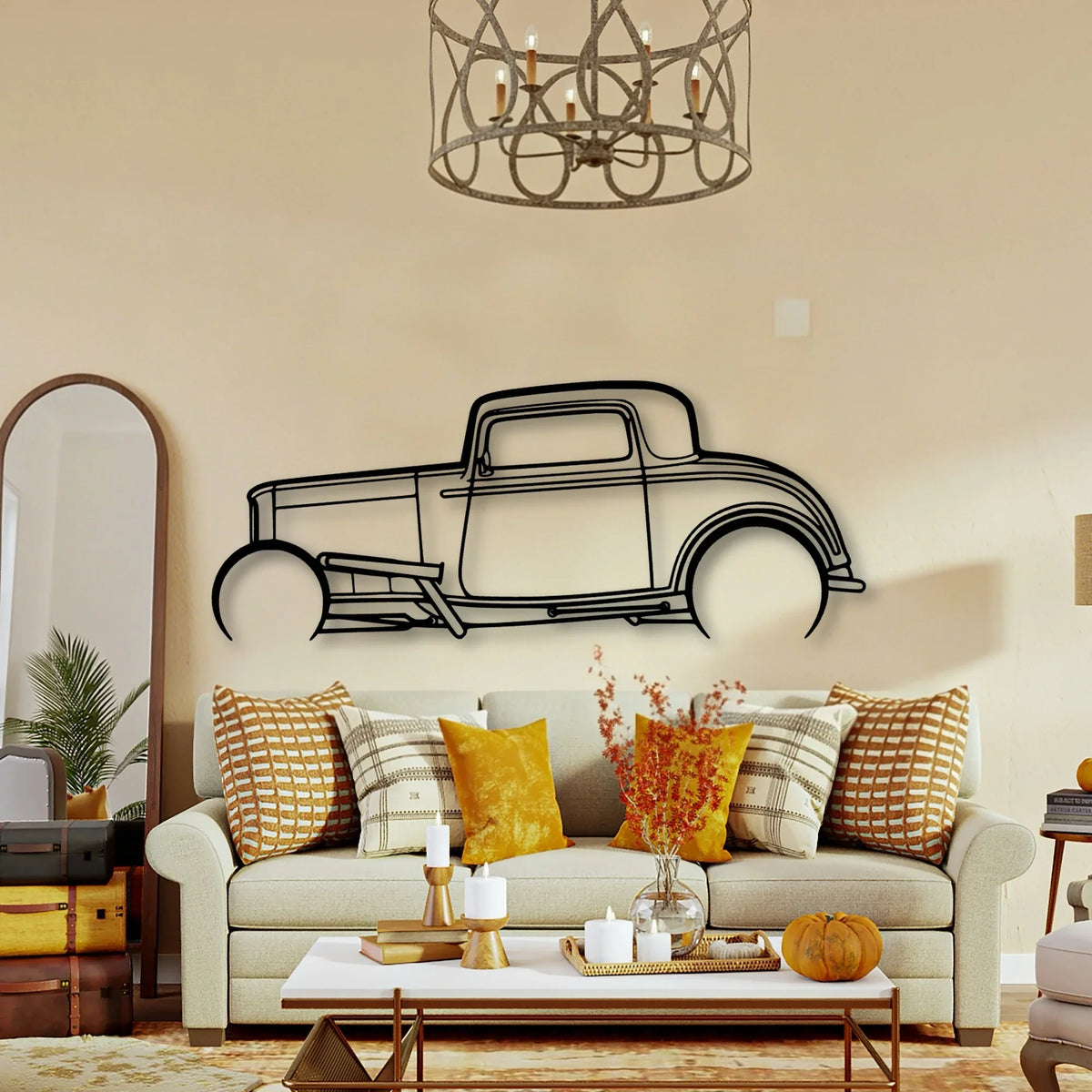 Street ROD 1932 Classic Silhouette Metal Wall Art - Tinvibe