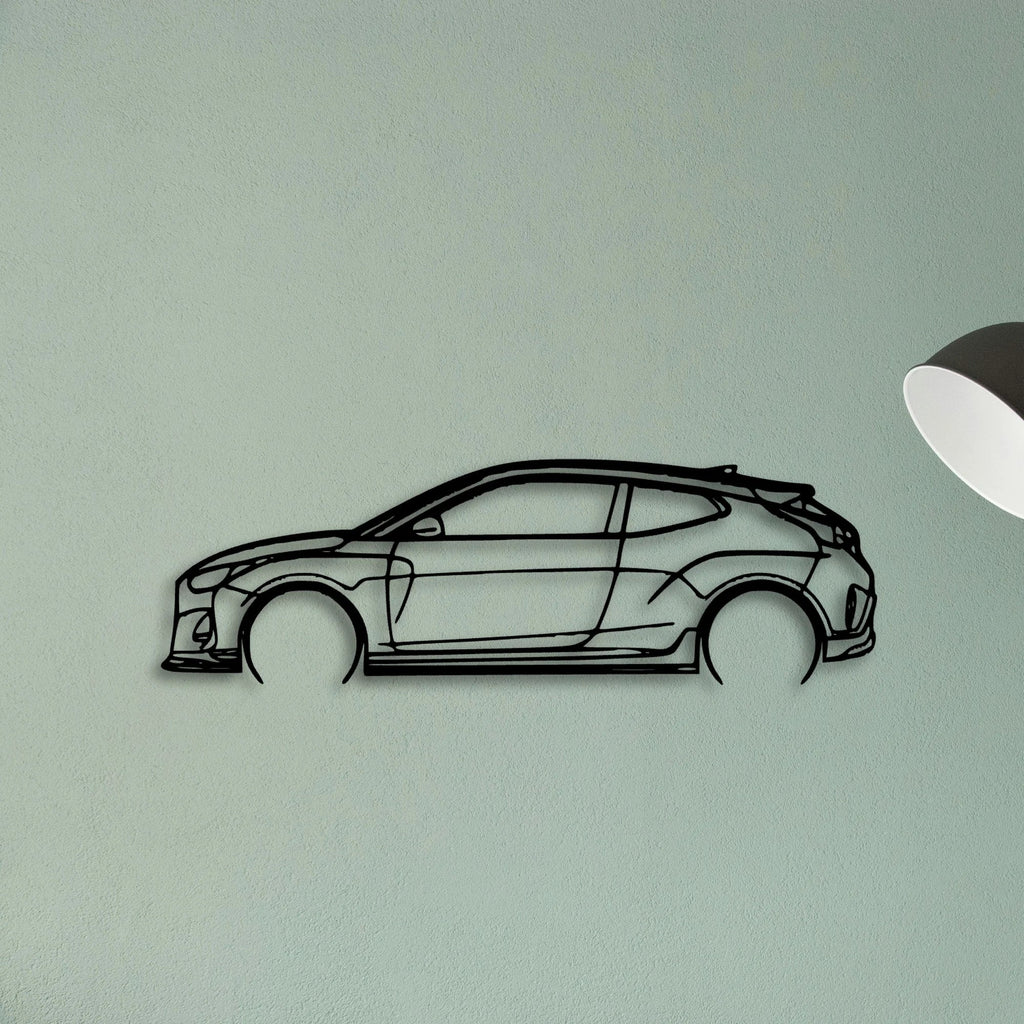Veloster R 2020 Classic Silhouette Metal Wall Art - Tinvibe