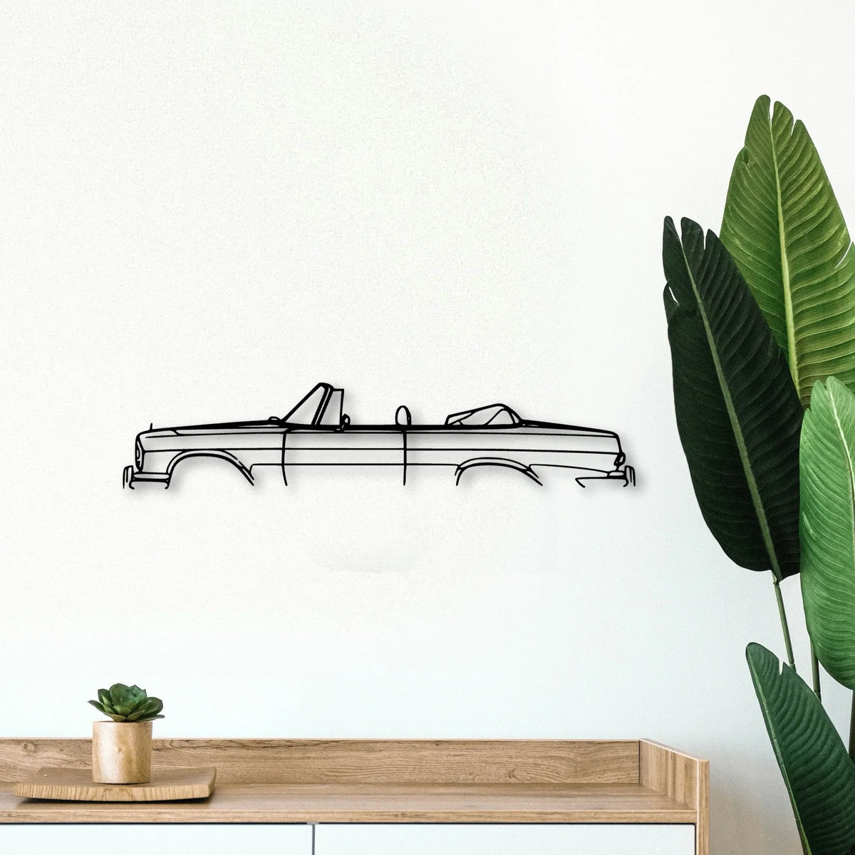W111 Convertible 1967 Classic Silhouette Metal Wall Art - Tinvibe