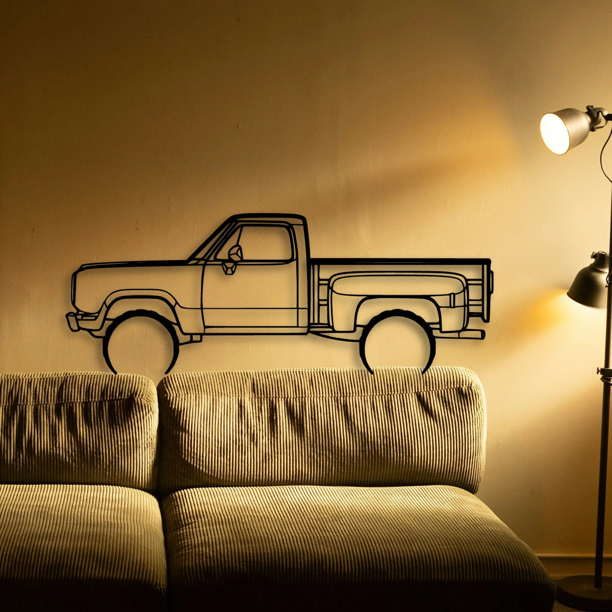 W150 Stepside 1977 Classic Silhouette Metal Wall Art - Tinvibe