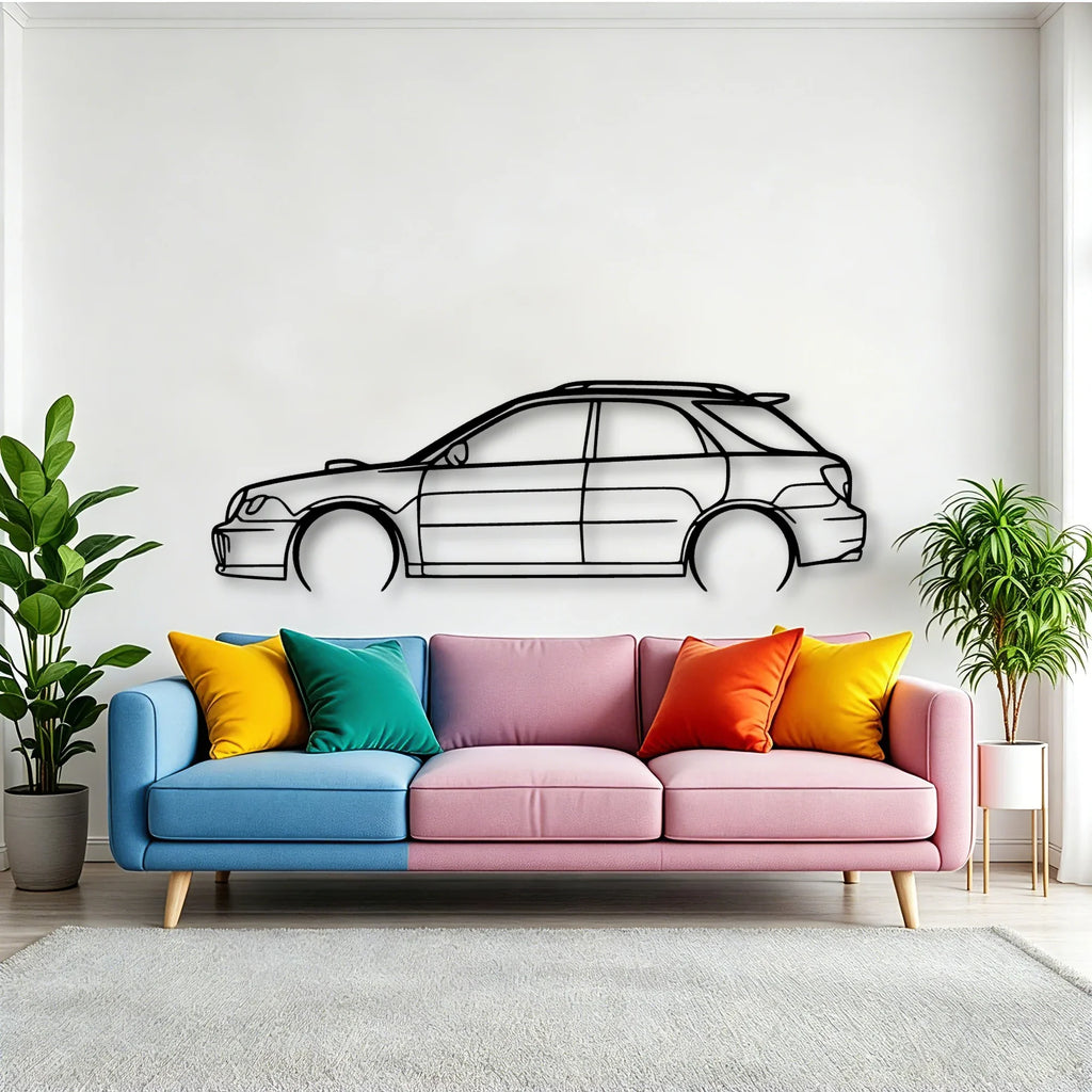 WRX STI 2002 Wagon Classic Silhouette Metal Wall Art - Tinvibe