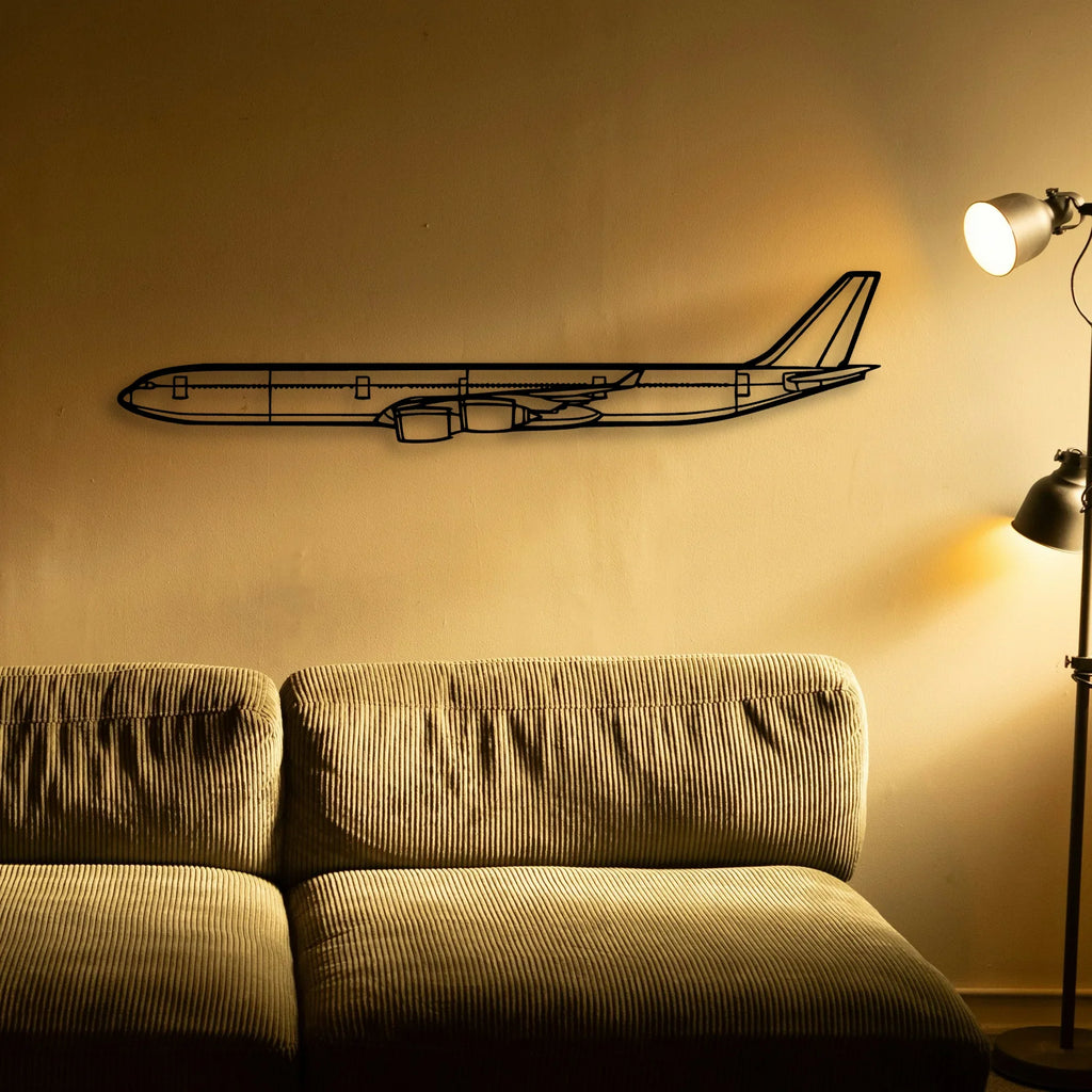 A340 600 2 Classic Aircraft Silhouette Metal Wall Art - Tinvibe