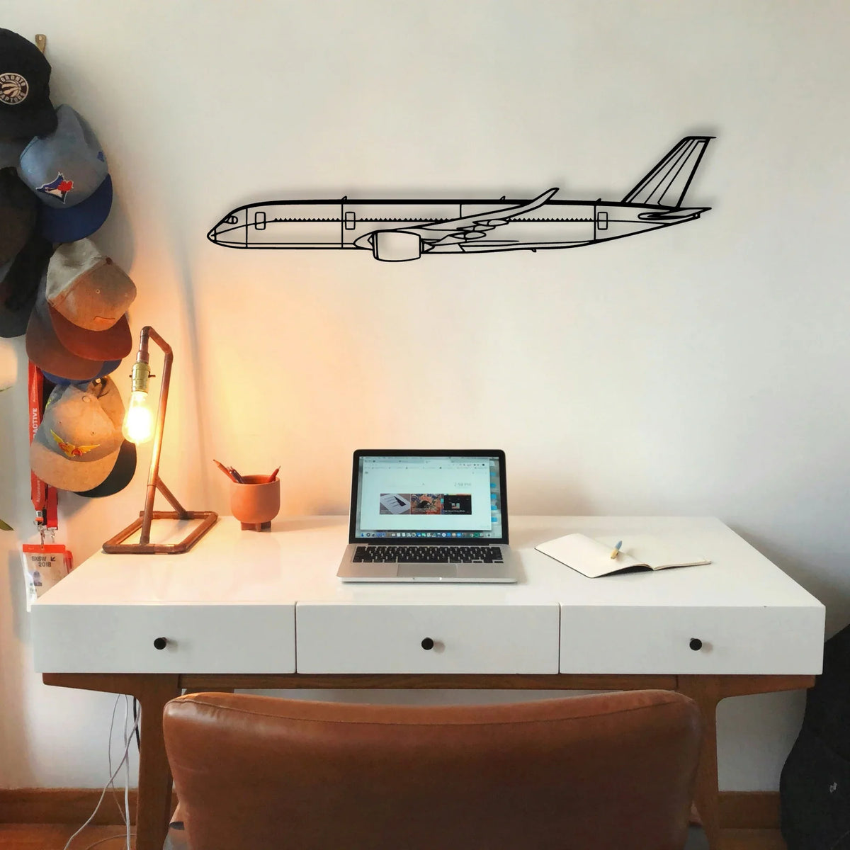 A350 2 Classic Aircraft Silhouette Metal Wall Art - Tinvibe