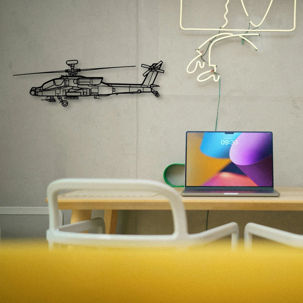 Ah 64D Apache 2 Classic Aircraft Silhouette Metal Wall Art - Tinvibe