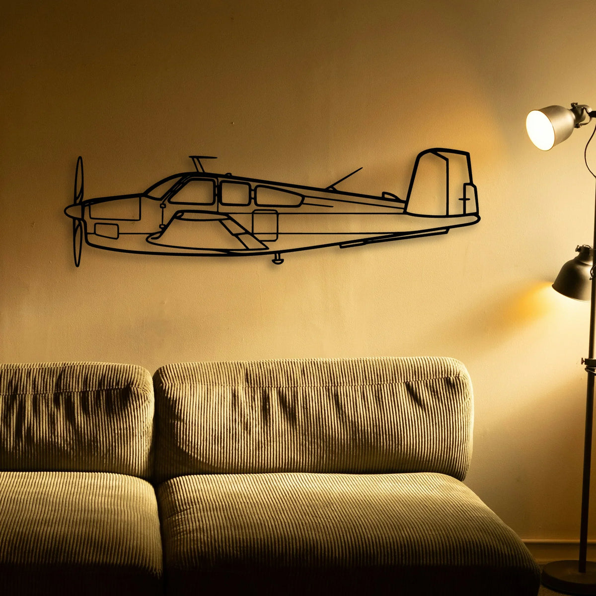 Beechcraft V35 Classic Aircraft Silhouette Metal Wall Art - Tinvibe