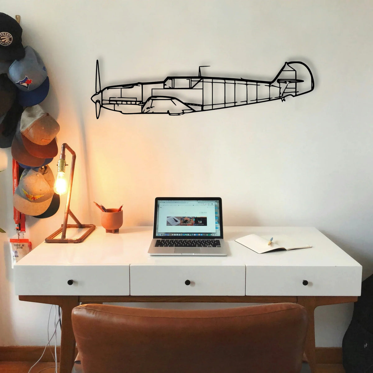 BF109 2 Classic Aircraft Silhouette Metal Wall Art - Tinvibe