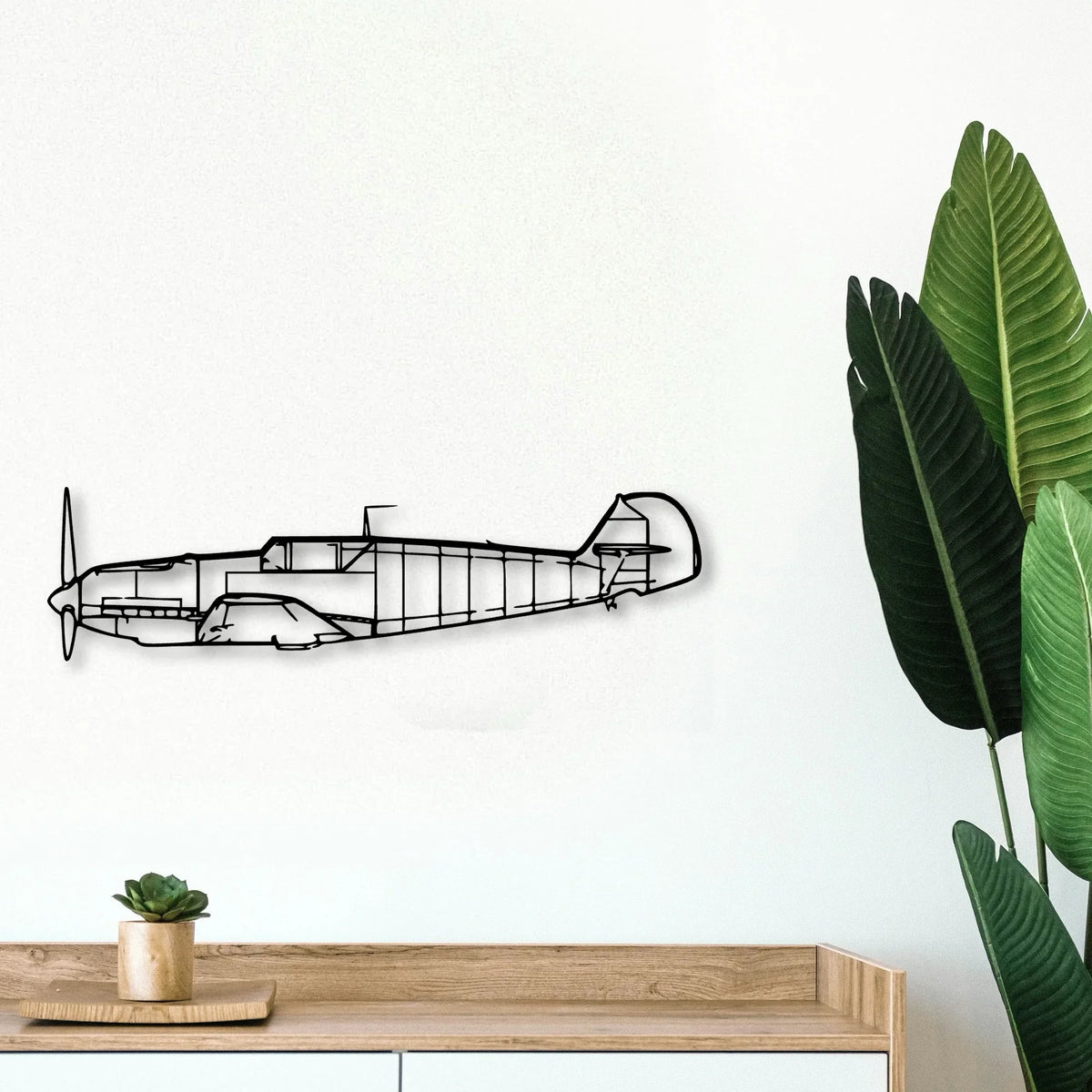 BF109 2 Classic Aircraft Silhouette Metal Wall Art - Tinvibe