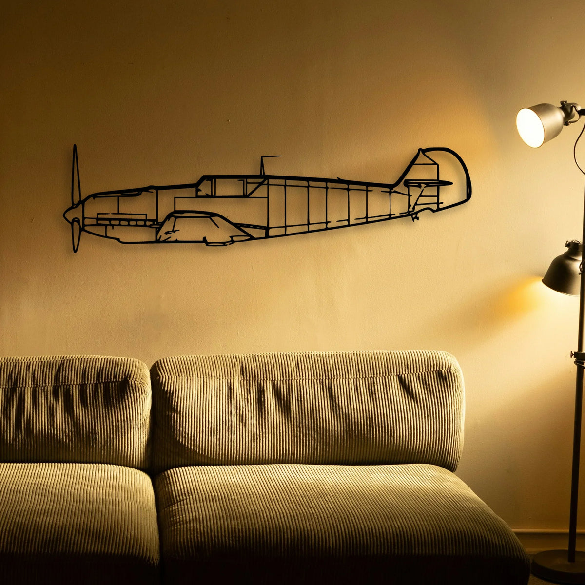 BF109 2 Classic Aircraft Silhouette Metal Wall Art - Tinvibe