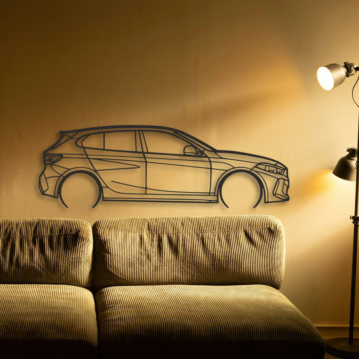 BMW 135i F40 Classic Silhouette Metal Wall Art - Tinvibe