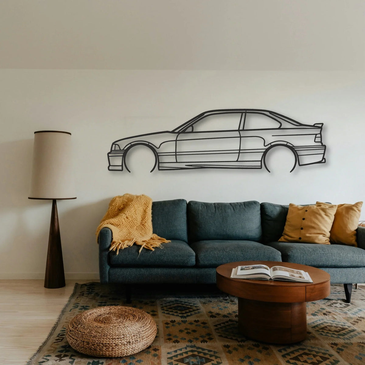 BMW E36 M3 Classic Silhouette Metal Wall Art - Tinvibe