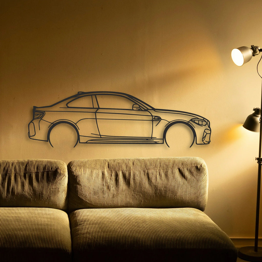 BMW M2 F87 Classic Silhouette Metal Wall Art - Tinvibe