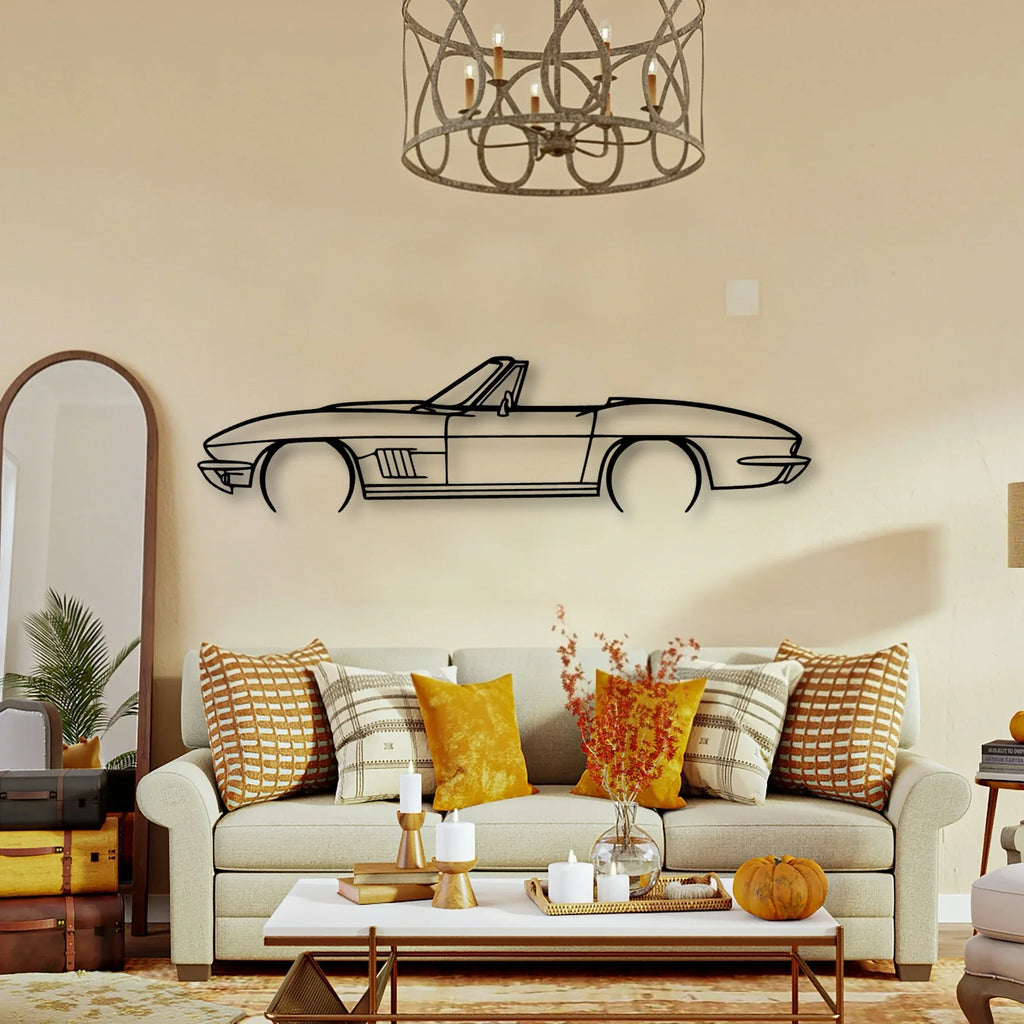 C2 Convertible 1967 Classic Silhouette Metal Wall Art - Tinvibe