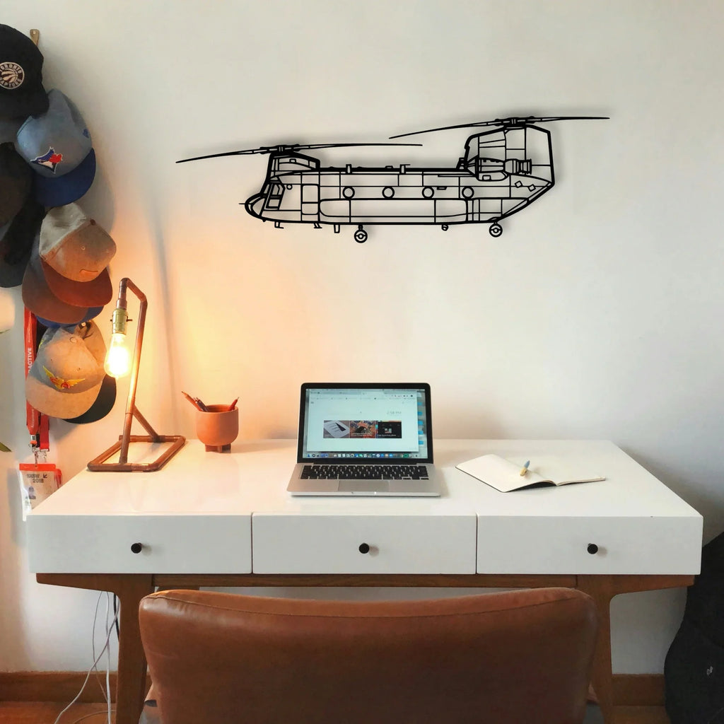 Chinook Ch 47 Classic Aircraft Silhouette Metal Wall Art - Tinvibe