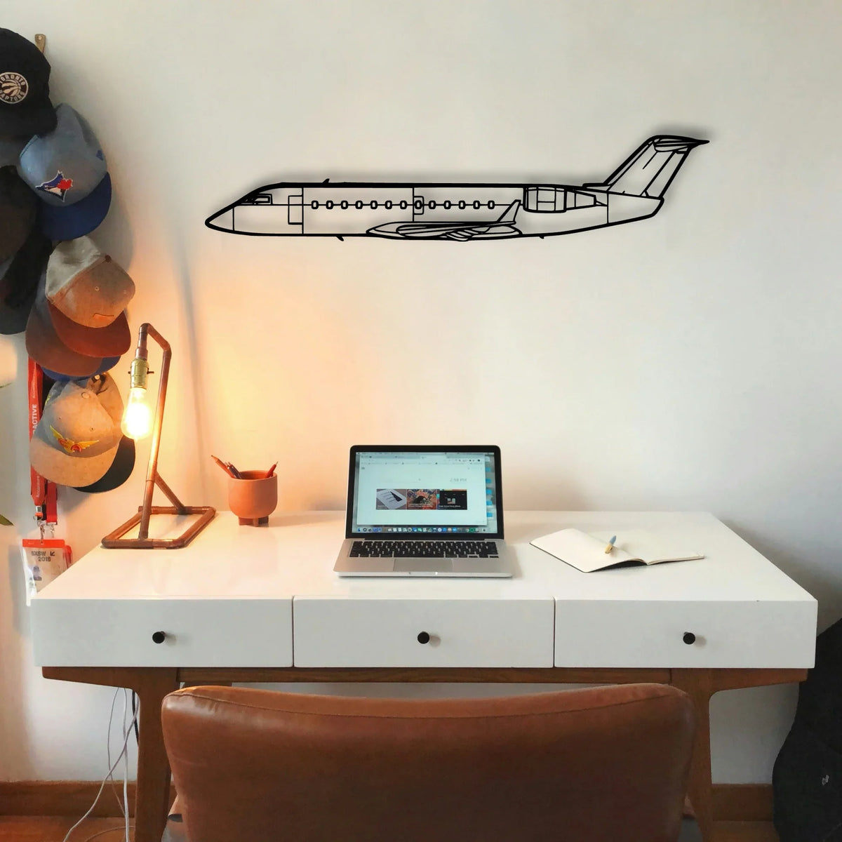 CRJ200 Classic Aircraft Silhouette Metal Wall Art - Tinvibe