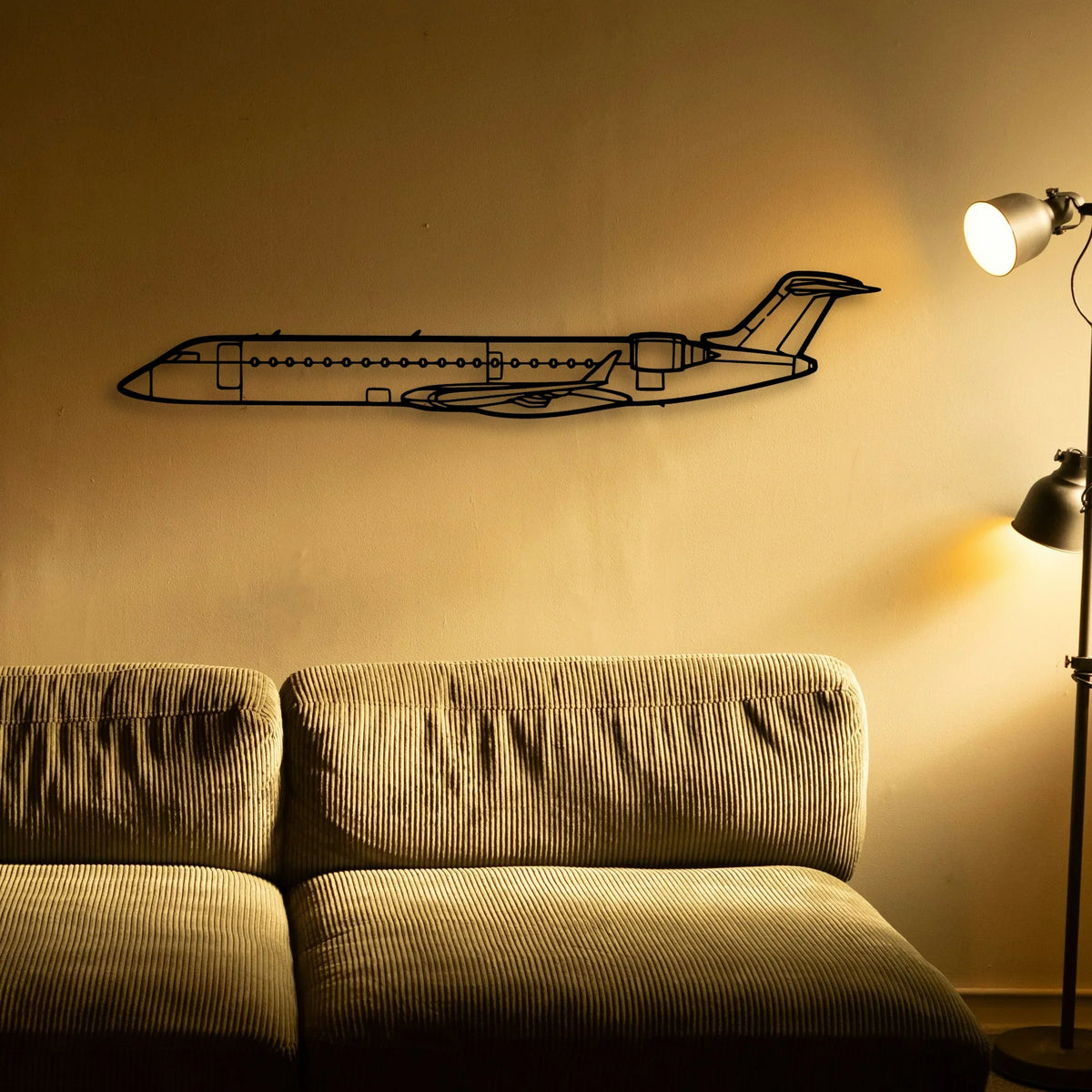CRJ700 2 Classic Aircraft Silhouette Metal Wall Art - Tinvibe
