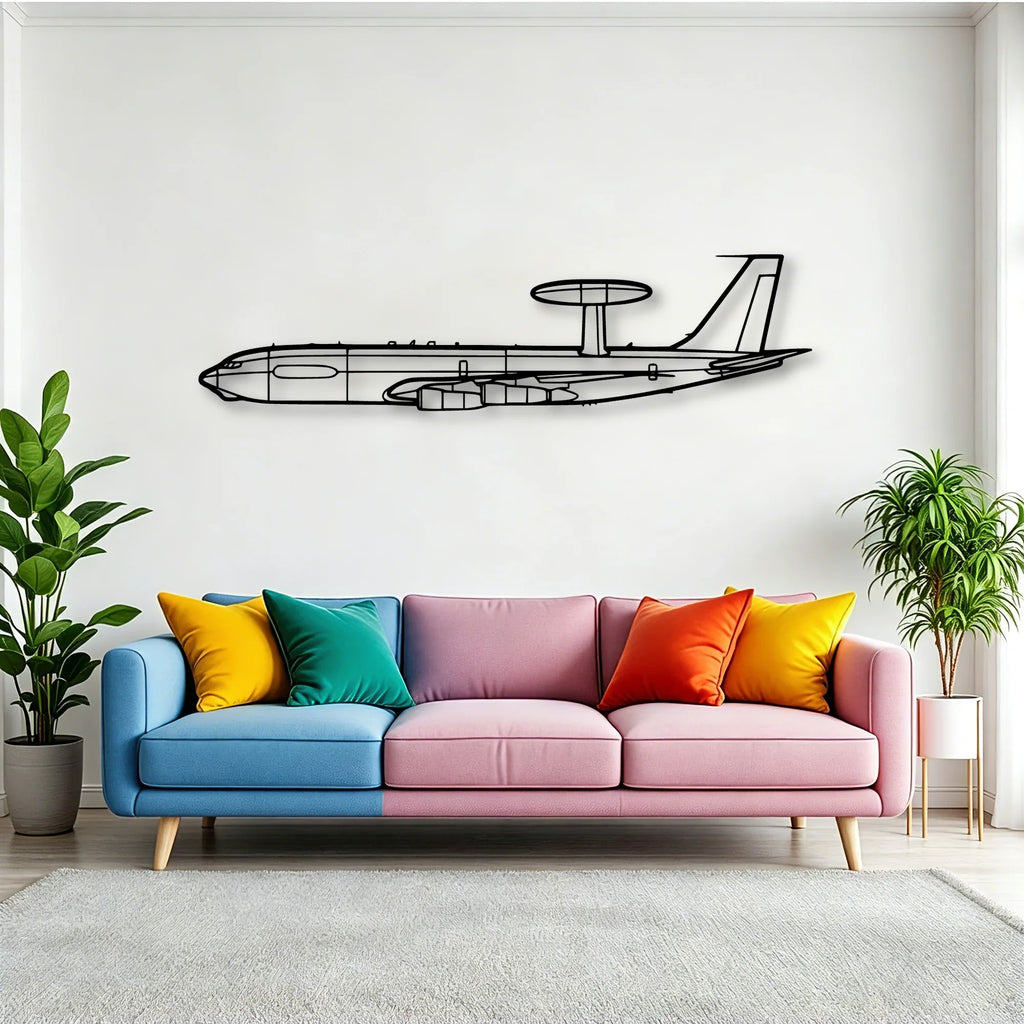 E 3C Sentry Classic Aircraft Silhouette Metal Wall Art - Tinvibe