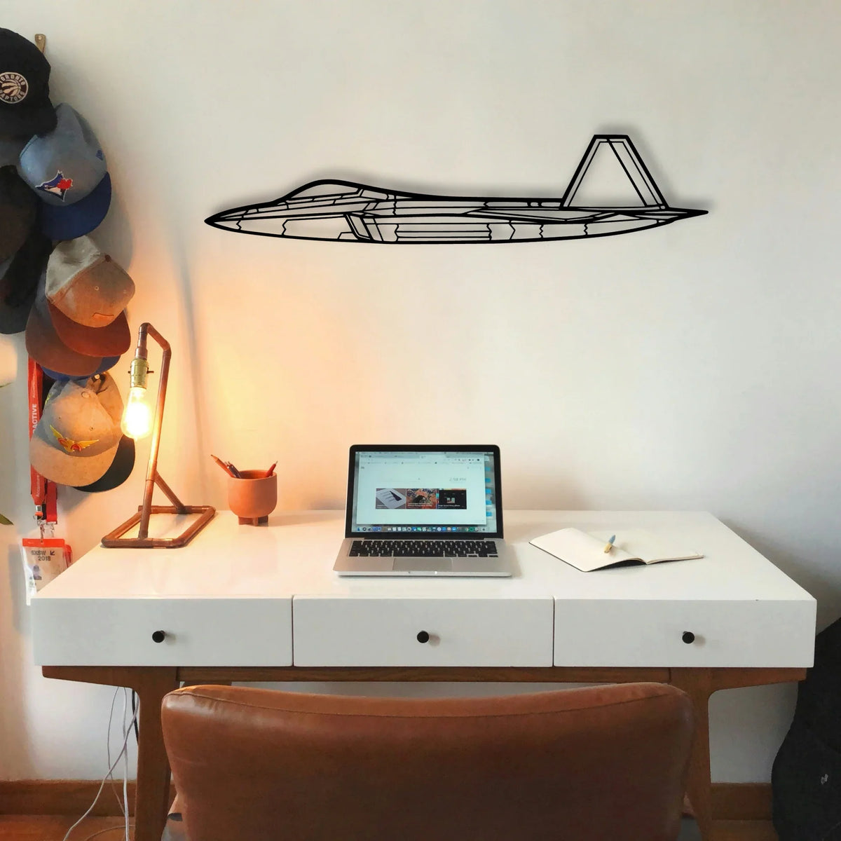 F 22 Raptor 3 Classic Aircraft Silhouette Metal Wall Art - Tinvibe