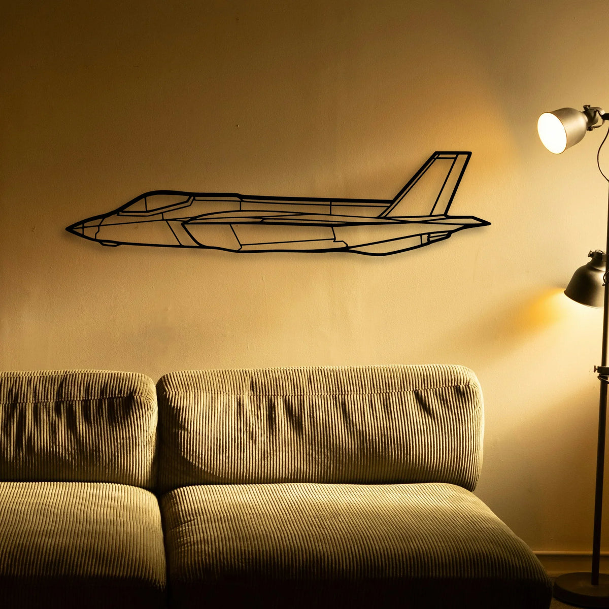F35C Lightning Li 2 Classic Aircraft Silhouette Metal Wall Art - Tinvibe