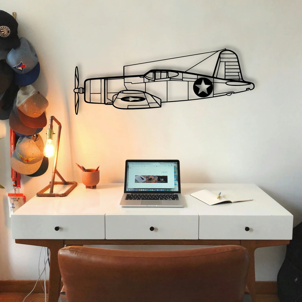 F4U Corsair Classic Aircraft Silhouette Metal Wall Art - Tinvibe