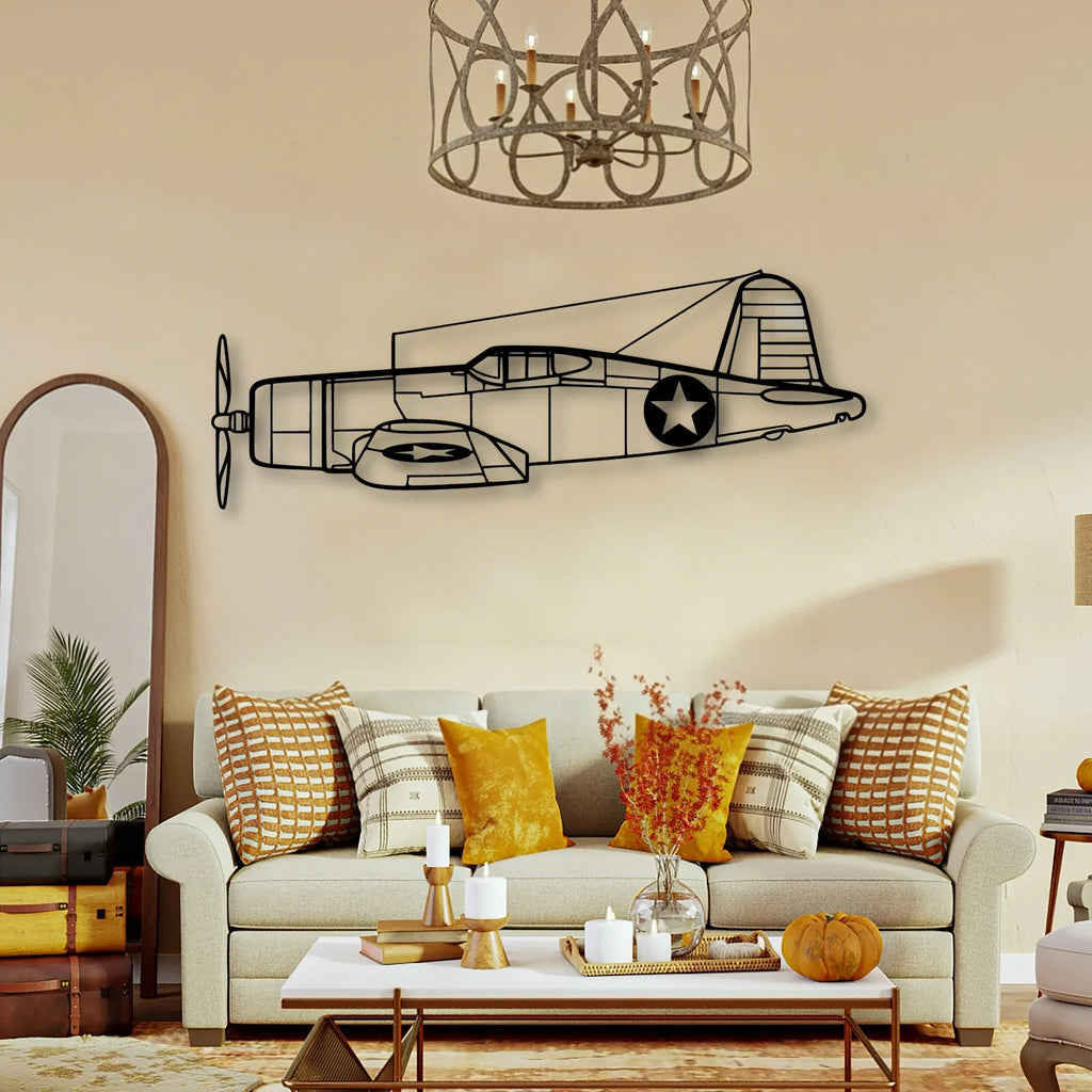 F4U Corsair Classic Aircraft Silhouette Metal Wall Art - Tinvibe