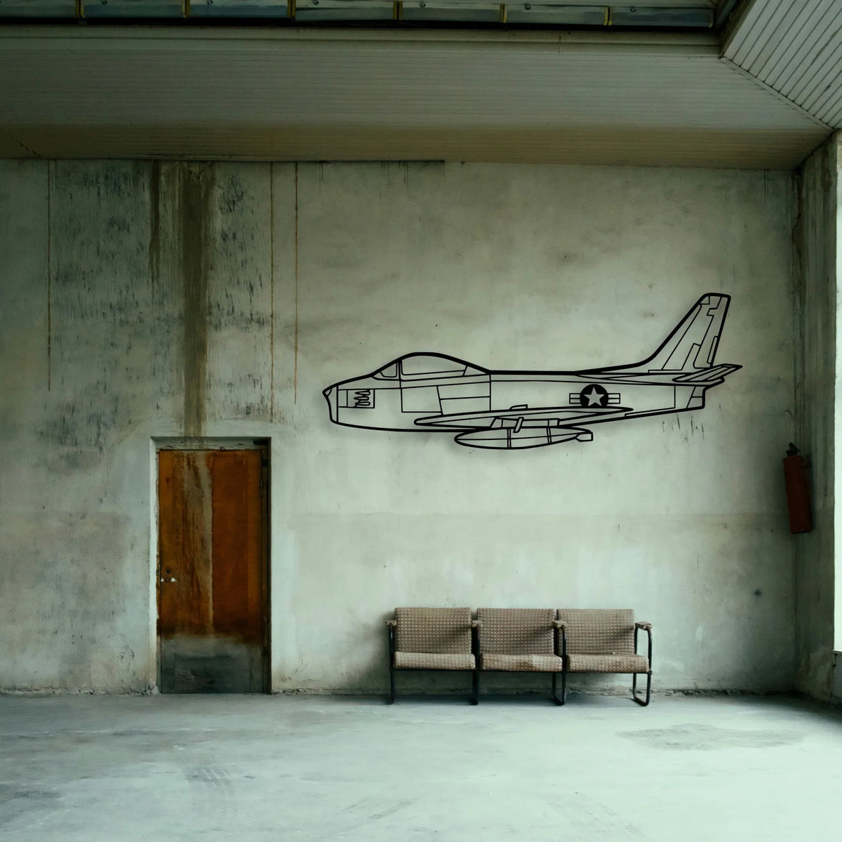F86 Sabre Classic Aircraft Silhouette Metal Wall Art - Tinvibe