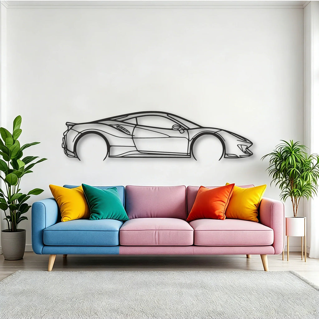 Ferrari 488 Pista Classic Silhouette Metal Wall Art - Tinvibe