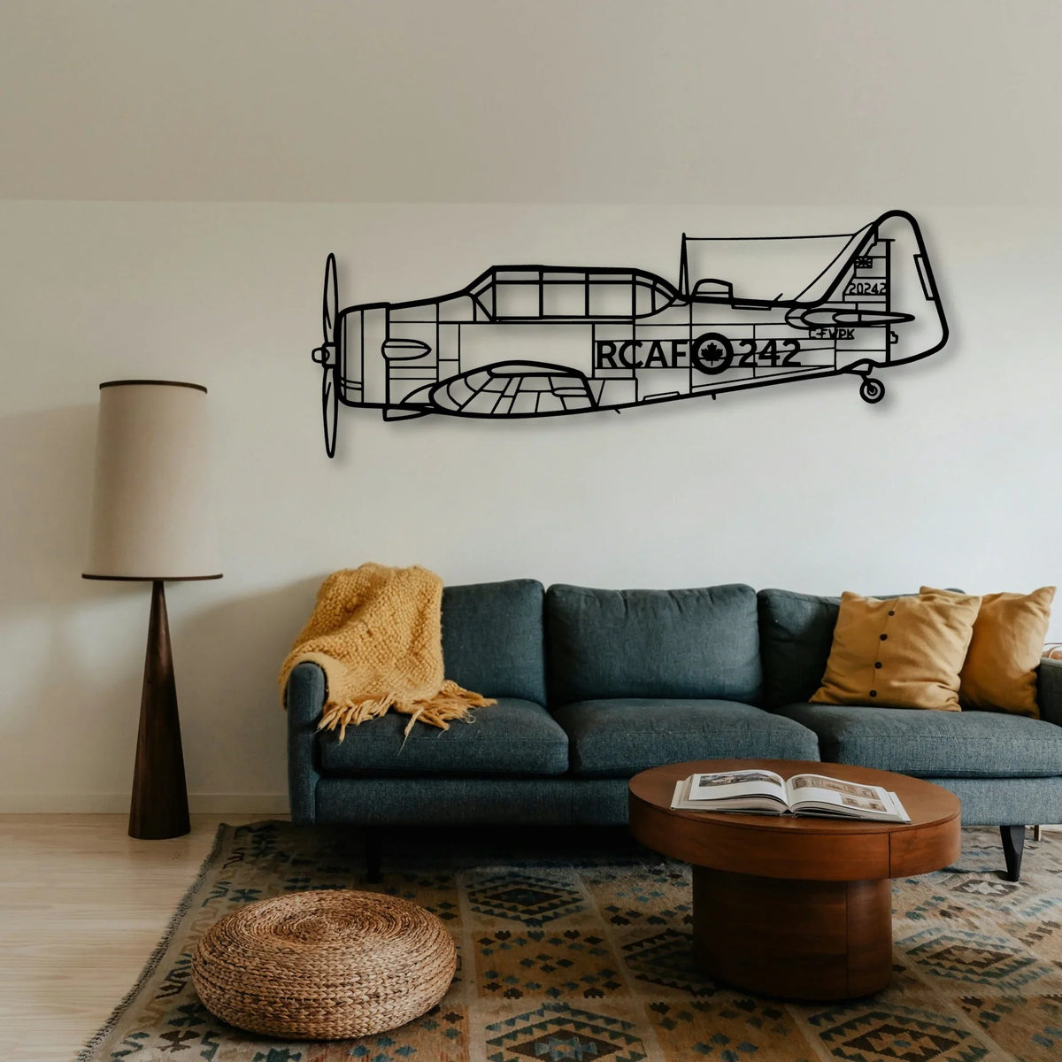 Harvard 3 Classic Aircraft Silhouette Metal Wall Art - Tinvibe